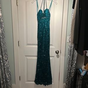 Scala Teal sequined Gown